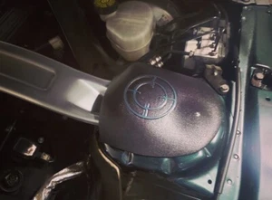 2015-2023 Ford Mustang Strut Tower Covers (bullitt Target) Msg Choose Logo Color - Picture 1 of 11