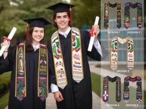 Custom Graduation Stole, Dominican American Flag, Class of 2025, Keepsake Gift - Picture 1 of 10