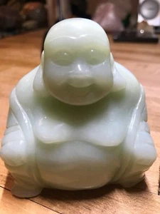Green Jade Crystal Gemstone Mineral Artisan Hand Carved Buddha Statue Specimen - Picture 1 of 10