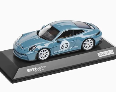1:43 SPARK 2024 PORSCHE 911 992 S/T shoreblue/cognac interior LIMITED DEALER ED - Image 1 of 3