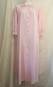 Vintage Pink Slippery Nylon Satin Gossard Artemis Full Length Robe Housedress M - Picture 1 of 9