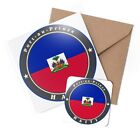 1 x Kartka okolicznościowa i zestaw podstawek - Flaga Haiti Port Au Prince Podróż #9241