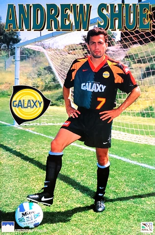 ANDREW SHUE (of Melrose Place) Los Angeles Galaxy MLS Soccer 1996 22x34 POSTER Cover