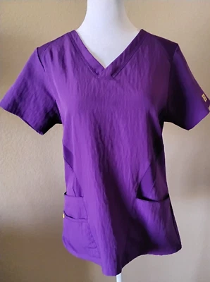 Blusa Médica WonderWink Pequeña Púrpura Bolsillos de Poliéster  Foto 1 de 4