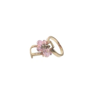 Christian Dior Pink Beaded Ring Size US 5.0 Gold-tone Women's Jewelry No Box  - Picture 1 of 3