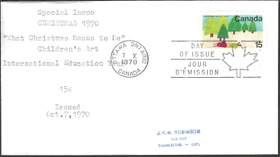 Canada  #530     "SNOWMOBILE + TREE"     Fine Used  1970 First Day Cover - Image 1 of 2