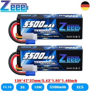 2X Zeee 3S 11,1V 120C 5500mAh LiPo Akku Batterie Hardcase EC5 für RC Auto Boot - Bild 1 von 8