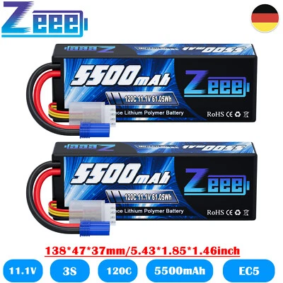 2X Zeee 3S 11,1V 120C 5500mAh LiPo Akku Batterie Hardcase EC5 für RC Auto Boot - Bild 1 von 4