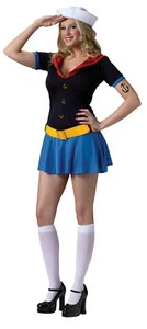 Popeye The Sailor Man Lady Sexy Adult Womens Costume Dress Mini Skirt Halloween - Picture 1 of 1