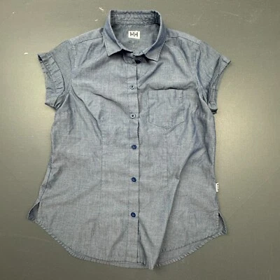 Camisa para mujer Helly Hansen pequeña azul manga corta abotonada mamut cambray Foto 1 de 4