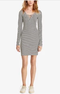 Denim & Supply Ralph Lauren striped Lace-Up V-Neck Dress Size M - Picture 1 of 3