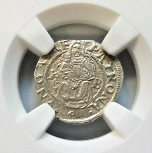 1552 Hungary Silver Madonna Denar NGC AU58 Hungarian Medieval Renaissance Era - Picture 1 of 12