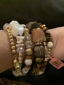 set of 2 south african tigers eye multigemstone wrap bracletts in Goldtone - Picture 1 of 8