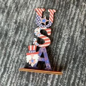 Wooden USA Patriotic Decor Table Top 4th of July Celebration Party U.S. Seller - Picture 1 of 9