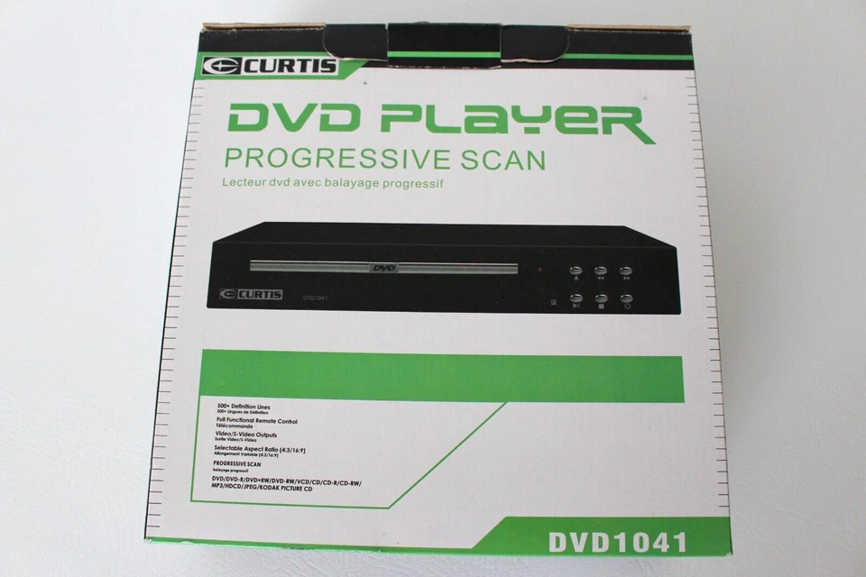 Reproductor de DVD 1041 Curtis escaneo progresivo con control remoto nuevo en caja negro Foto 1 de 4