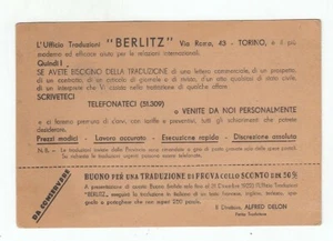 Cartolina pubblicita' 1932 UFFICIO TRADUZIONI BERLITZ TORINO con buono sconto - Picture 1 of 2
