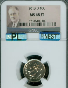 2013 D ROOSEVELT DIME NGC MS68 FT MAC PL FINEST REGISTRY MAC SPOTLES * - Picture 1 of 4