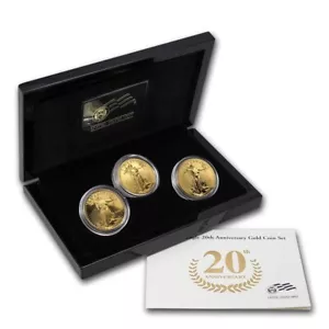 2006-W 20th Anniversary $50 Gold 3 Coin Eagle Set BOX/COA Only 10,000 Sets Sold - Picture 1 of 17