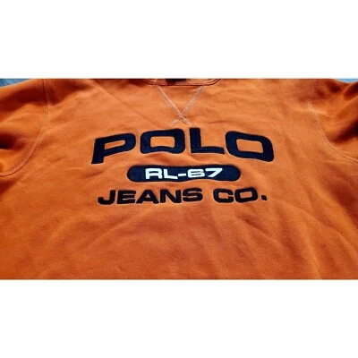 Sudadera Vintage Y2K Polo Jeans Co Ralph Lauren RL-67 Naranja Negra Grande Foto 1 de 4