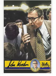Autographed Signed JOHN WOODEN UCLA Bruins 4x6 Picture Postcard HOF w/COA - Picture 1 of 1