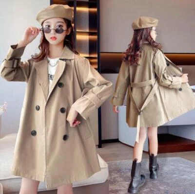 New Spring/Fall Girls Casual Jacket Kids Child Double breasted Trench coat gift - Image 1 of 4