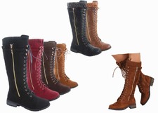 knit trim combat boots