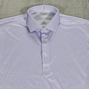 Camisa Polo de Golf Informal Collars & Co Para Hombre Grande Púrpura Gingham Rendimiento - Imagen 1 de 10