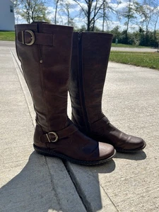 B.O.C Born Concept Full Zip-Up Brown Knee High Riding Boots Sz 9.5 Equestrian - Picture 1 of 10