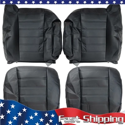 Driver & Passenger Leather Seat Cover Black For 2003 2004-2007 Hummer H2 SUV SUT - Image 1 of 4