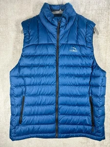 LL Bean Vest Mens Large Blue Down Puffer Full Zip Downtek Outdoors Hiking NICE - Picture 1 of 8