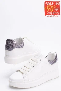 RRP€169 NIRA RUBENS Leather Sneakers US7 UK4 EU37 HANDMADE Glitter Counter - Picture 1 of 4