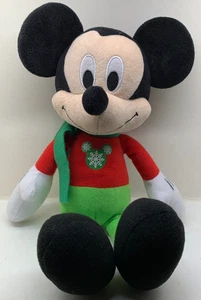 Disney 14" Mickey Mouse in a Snow Flake Sweater & Green Scarf Plush - Picture 1 of 5