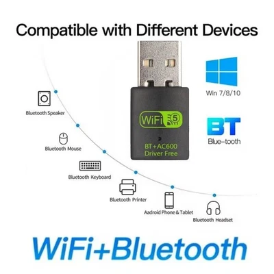 Adattatore USB WiFi 600 Mbps Dual Band + Bluetooth 2 in 1 per PC,Notebook ✅ - Immagine 1 di 4