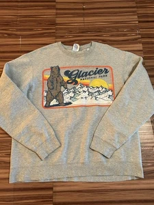 Sudadera Cuello Redondo Parque Nacional Glaciar - Gris Talla Grande - Imagen 1 de 5
