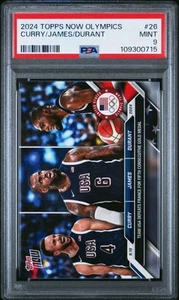 2024 Topps Now Olympics #26 Durant James Curry Blue Variation PSA 9 - Imagen 1 de 2
