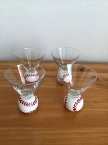 Vintage Circleware Homerun Baseball Set of 4 Cordial Vodka Glasses Used - Picture 1 of 6