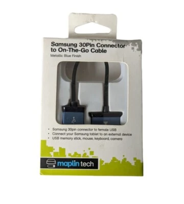 Samsung 30Pin Connector To On The Go Cable Metallic Blue New Unopened In Box - Image 1 of 4