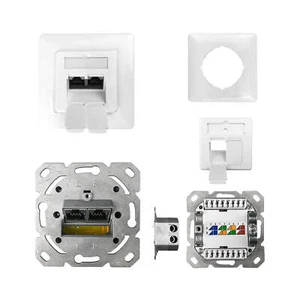Prise de données prise réseau encastrée Cat.6 ClassE 250 MHz 2 ports blindée blanche RE/LI - Photo 1/12
