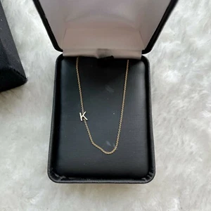 MAYA BRENNER 14K GOLD ASYMMETRICAL LETTER NECKLACE - LETTER "K" - Picture 1 of 4