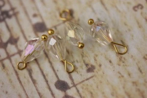 6pz pendente goccia cristallo trasparente cangiante,con gancio color oro - Picture 1 of 1