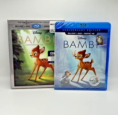 DISNEY BAMBI BLU-RAY + DVD + DIGITAL HD W/ LENTICULAR SLIPCOVER BRAND NEW SEALED - Image 1 of 3