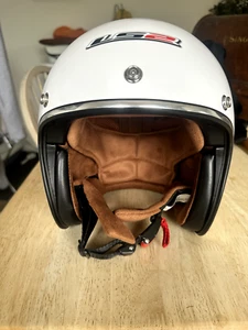 LS2 OF583 Bobber Open Face Fiberglass Motorbike Motorcycle Scooter Helmet White - Picture 1 of 10