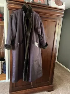 VINTAGE Revillon Full Length France Shaved Mink-Lined Fur Rain Coat M/L - Picture 1 of 7