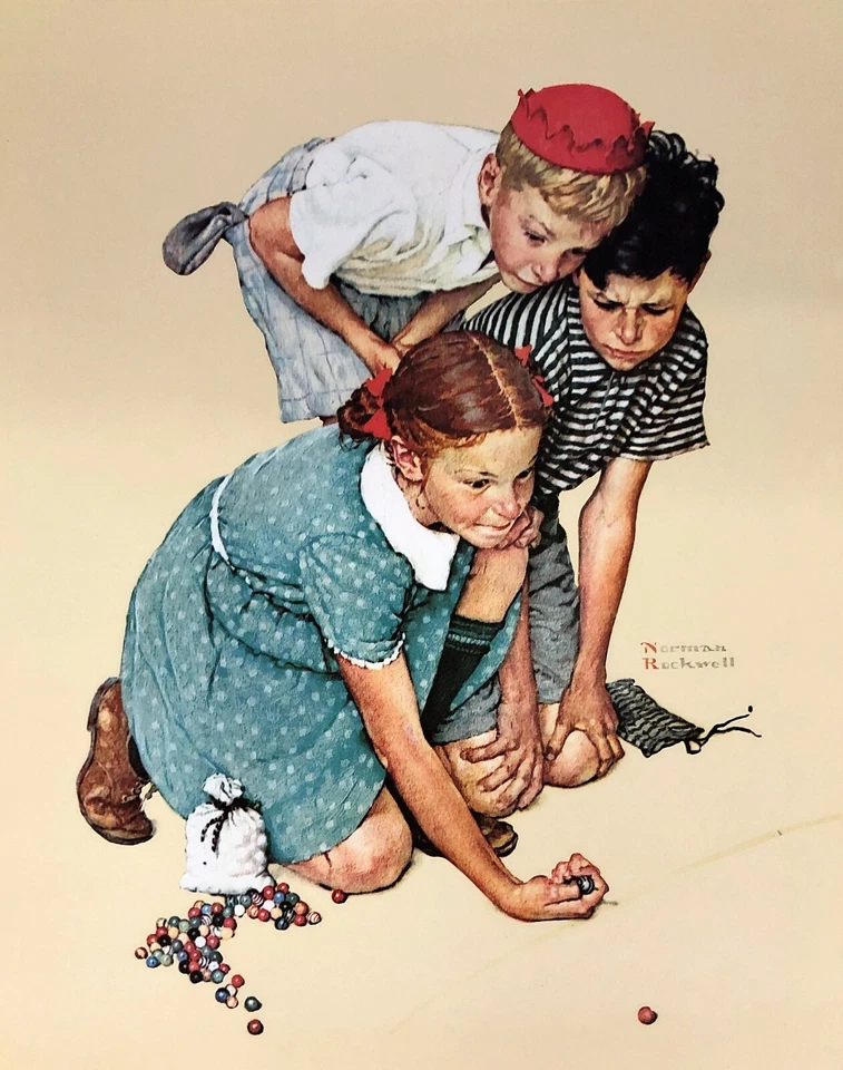 Norman Rockwell - Knuckles Down Print  11" x 14" American Artist - Image 1 of 1