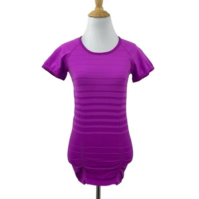 Camisa Athleta Mujer S Pequeña Púrpura Pista Más Rápida Elastizada Rayas Acanaladas Absorbente Foto 1 de 4