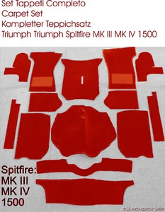 Kit de alfombras para Triumph Spitfire MKIII MKIV y 1500 terciopelo rojo oscuro - Imagen 1 de 1