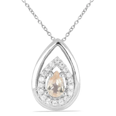 Raro 0,5 Carati Morganite Rimorchio 925 Collier Collana Argento Pietra Preziosa - Immagine 1 di 4