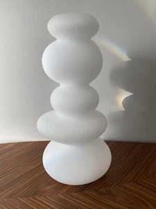 Nude Cairn Candle Holder Handblown Glass Frosted Gray Modern - 13" - Picture 1 of 6
