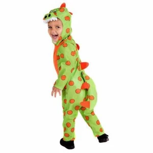 Toddler Dinosaur Costume 1 - 4 yr Boys Girls Kids Green Dino All in One Jumpsuit - Picture 1 of 4