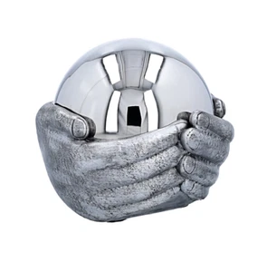 Symbolische Urne für Asche Urne aus rostfreiem Stahl itno die menschlichen Hände - Bild 1 von 5